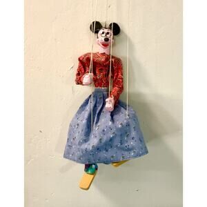 Vintage Walt Disney Minnie Mouse Marionette 15” Puppet Handmade
